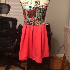 Strapless Floral Dress